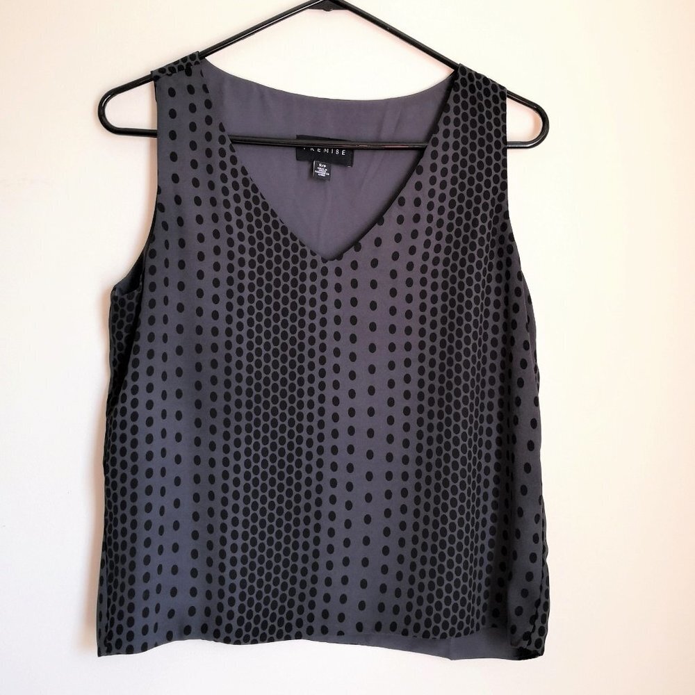 Premise Grey/Black Polka Dot Sleeveless Top Small